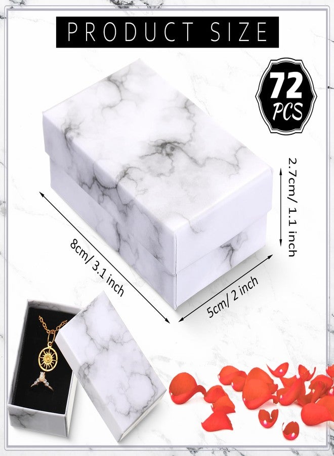 Thenshop علب هدايا مجوهرات من Thenshop، 72 قطعة، علب تغليف مجوهرات صغيرة بالجملة للأساور والقلائد والخواتم والأقراط، علب كرتونية صغيرة رخامية مناسبة للأعمال وحفلات الزفاف وأعياد الميلاد وتغليف هدايا الأم - Image 2